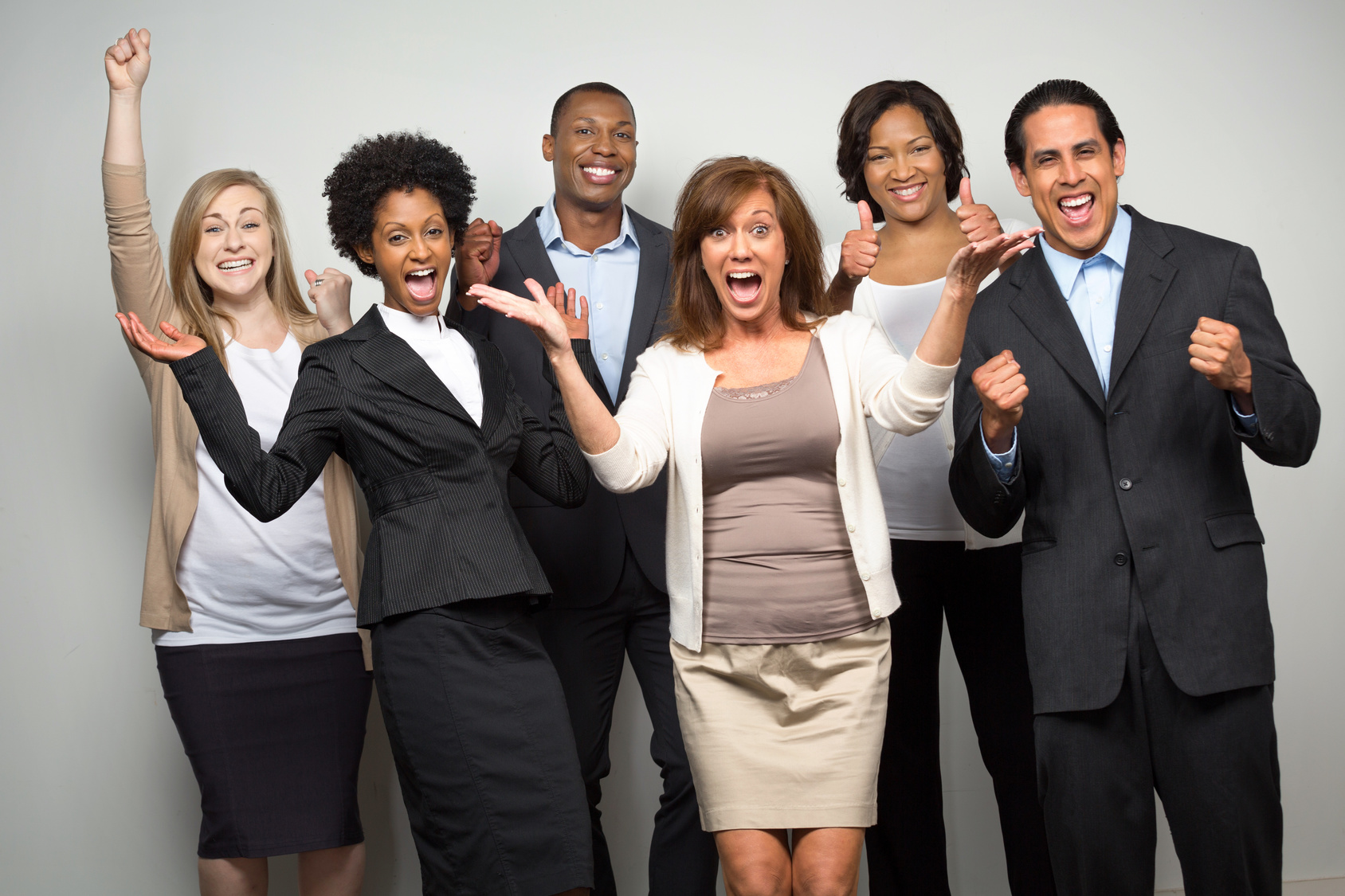 group of business people excited