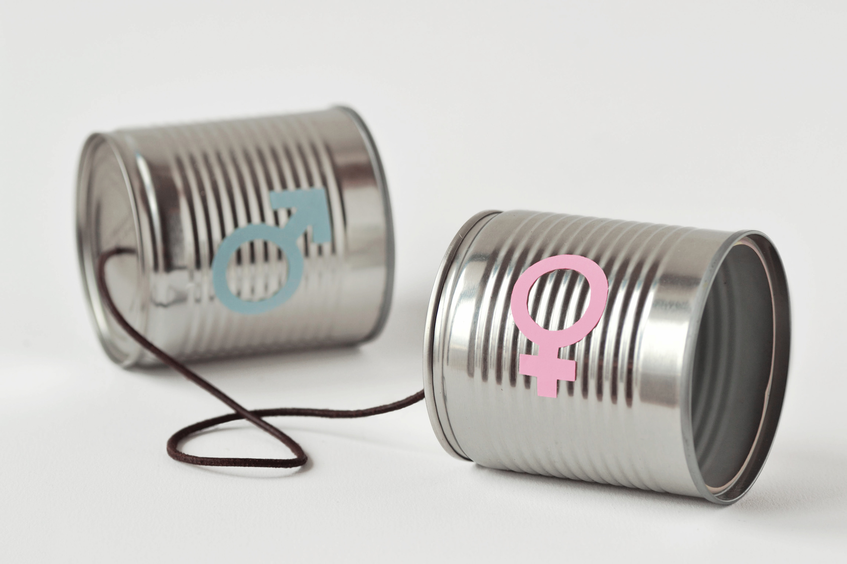 Gender communication concept tin cans as representation